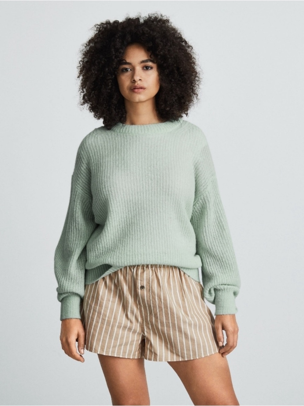 Everlane The Cocoon Crew In Alpaca Light Mint Green Alpaca Blend Size M